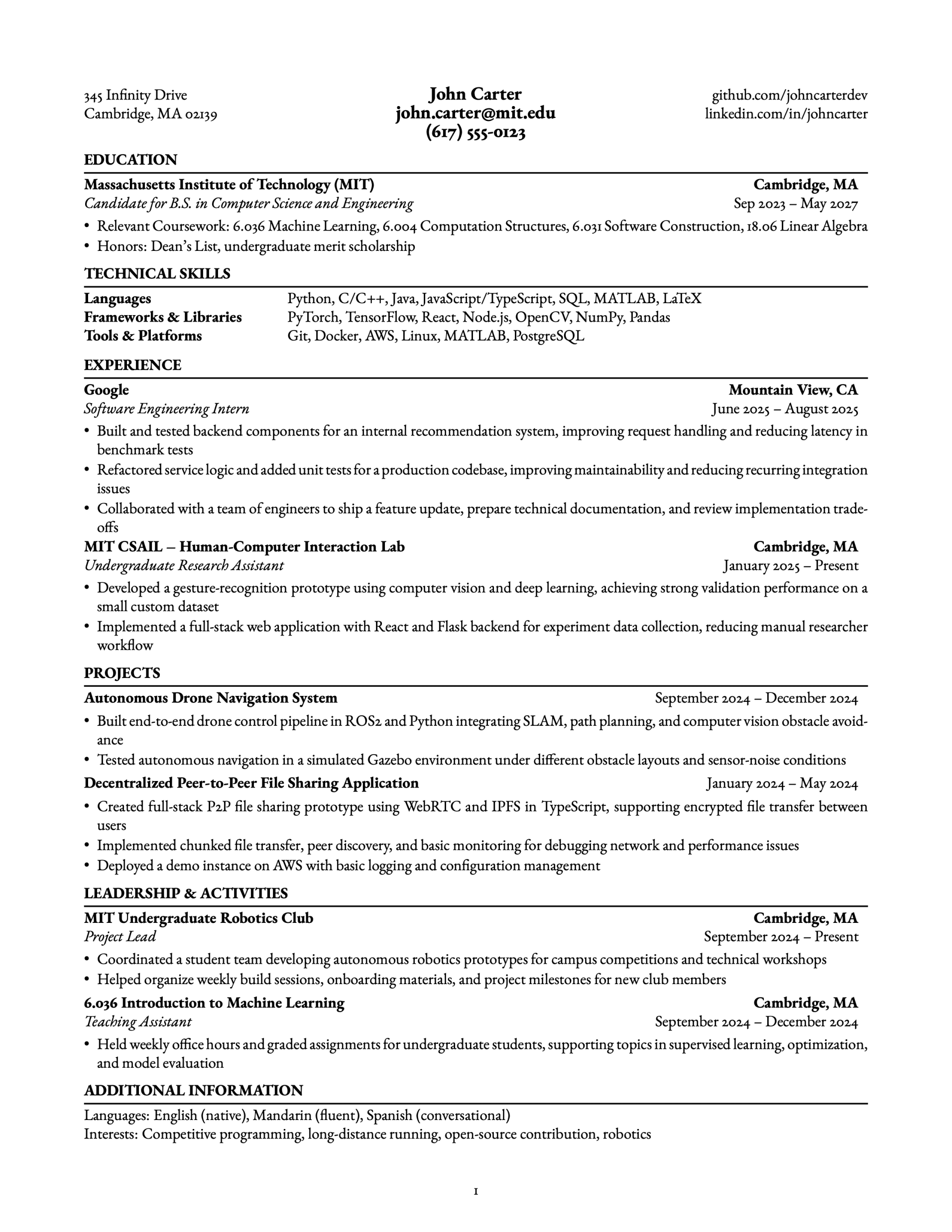 MIT Template preview